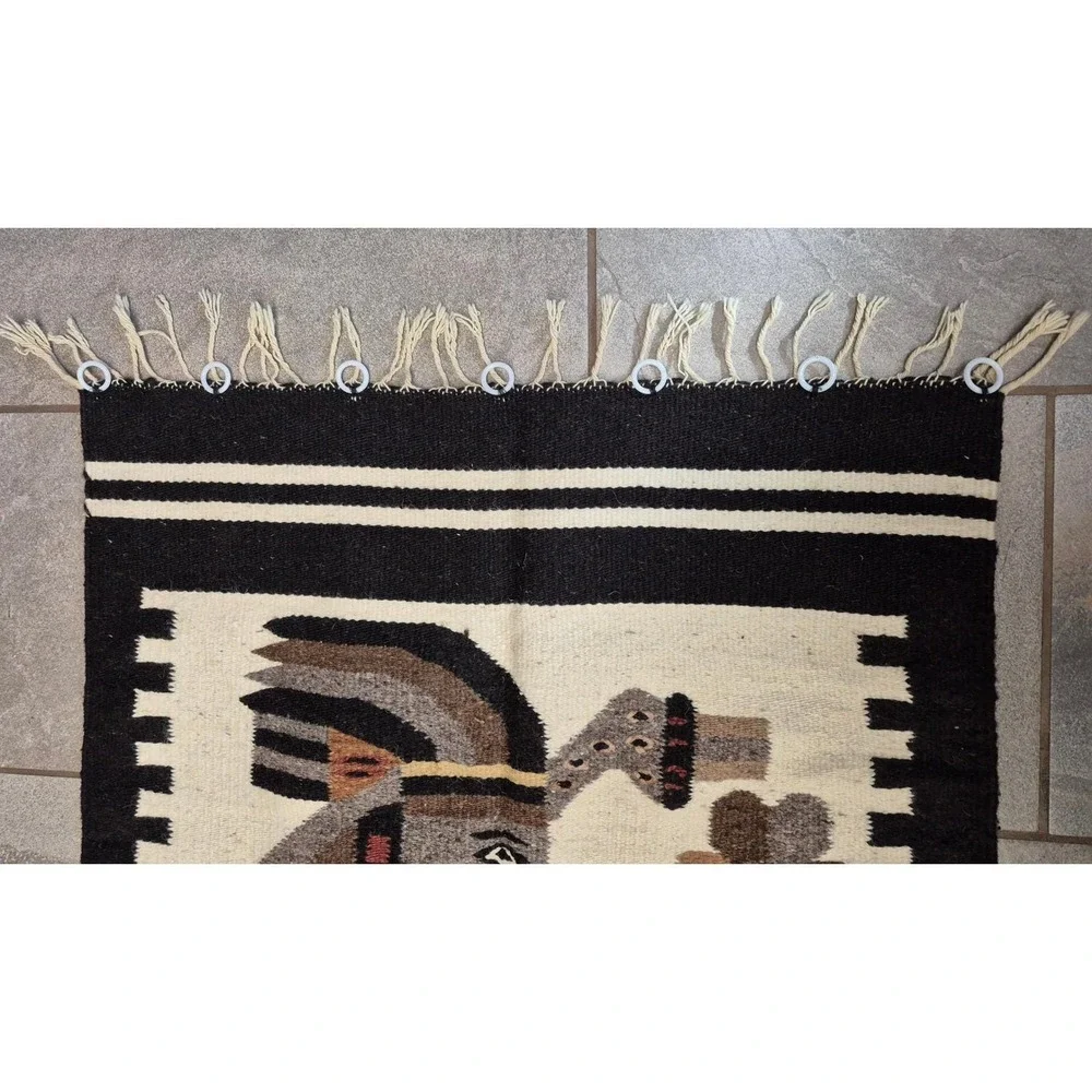 Vintage Southwestern Wool‎ Wall Hanging Navajo Style Kachina Art Rug 37x27